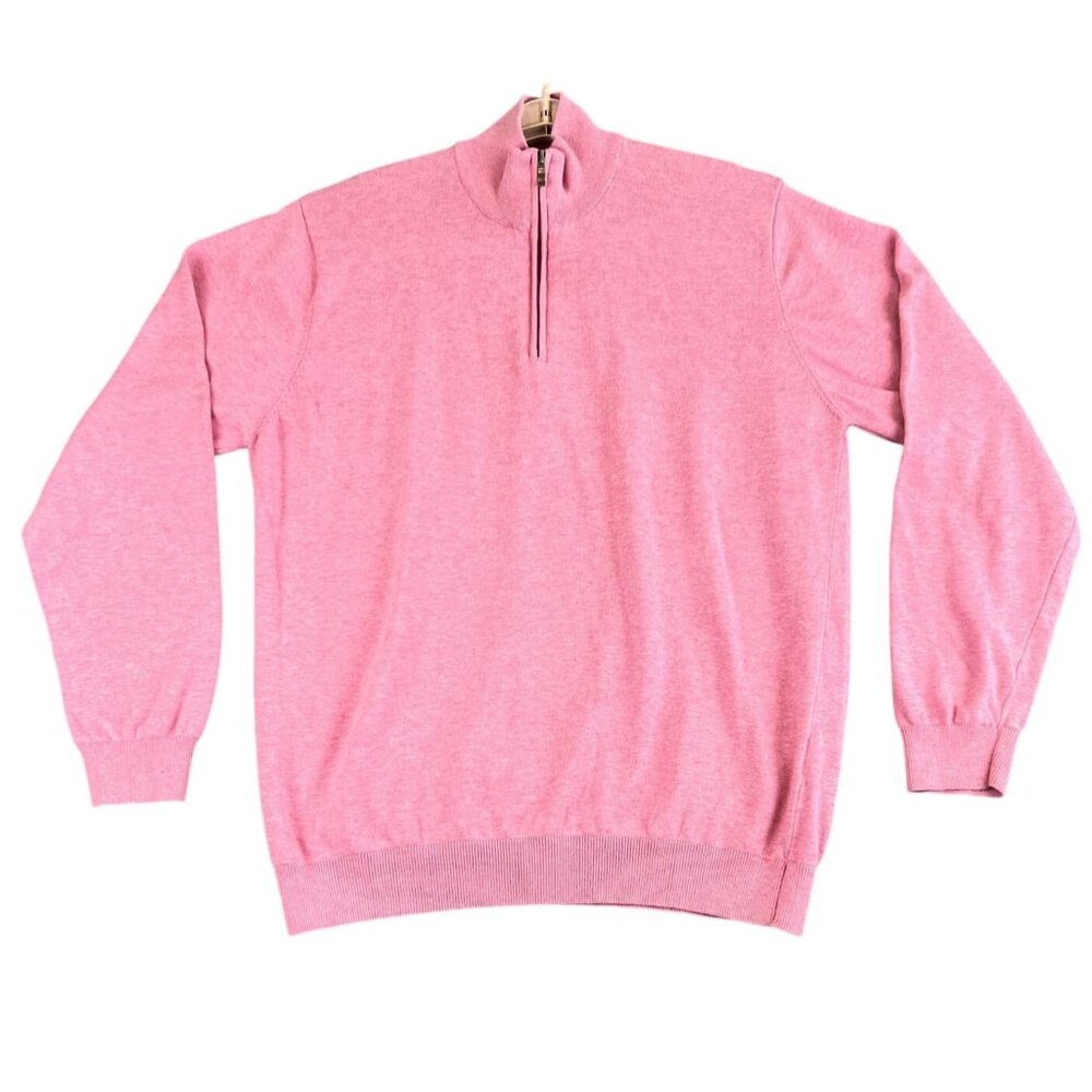 Report Collection Mens 2XL Sweater Pink 1/4 Zip Mock Neck Cotton Pullover Knit